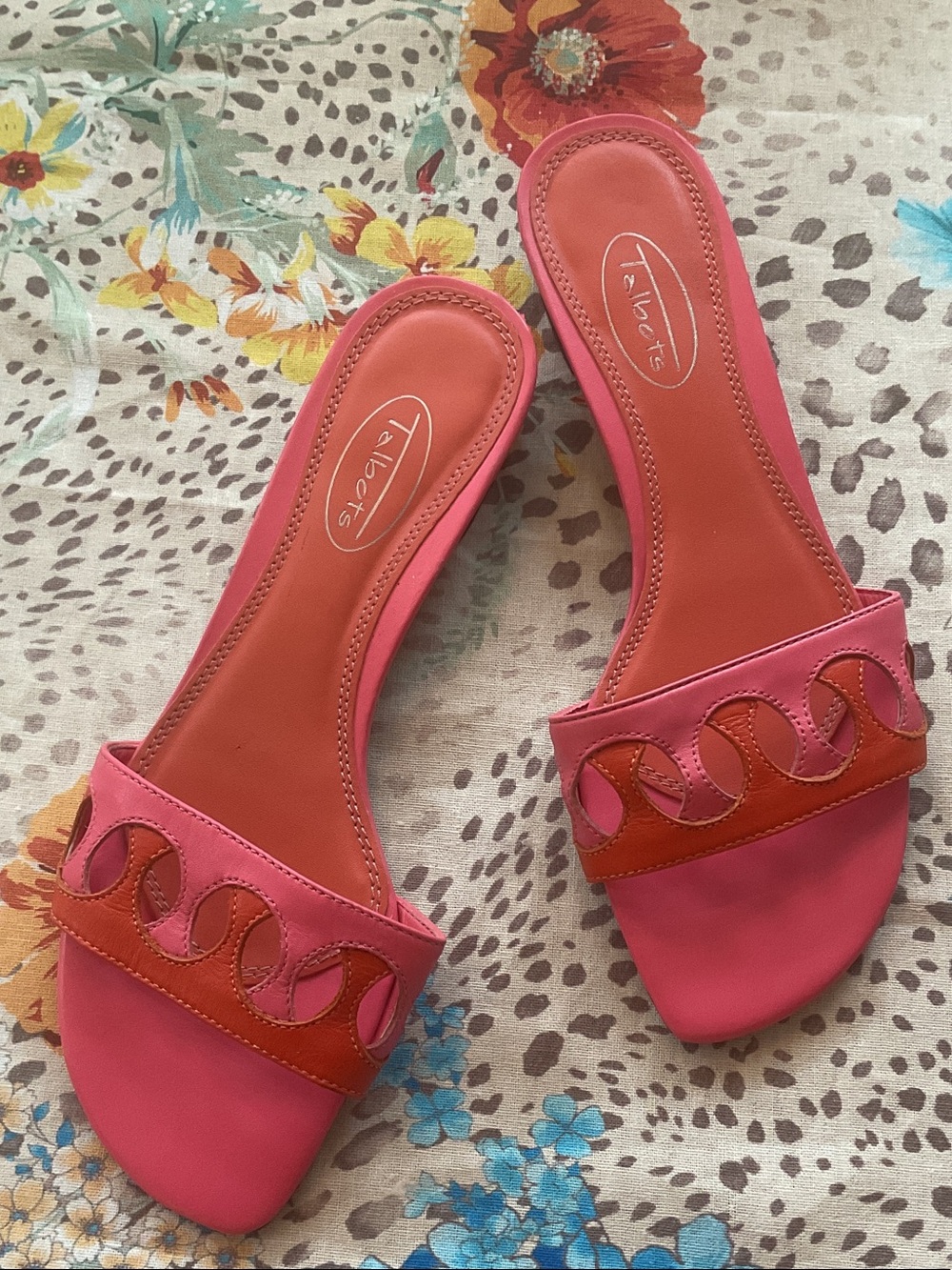 Talbots Pink and Orange Slide Sandals